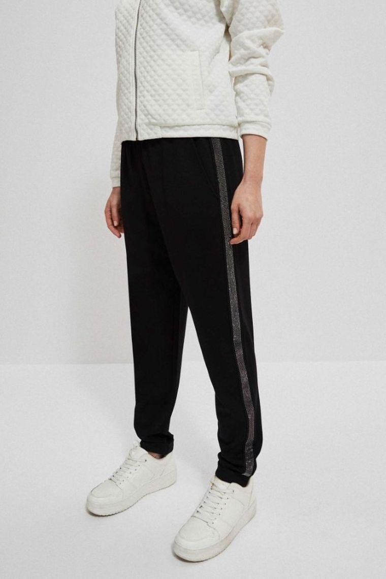 Spodnie materiałowe damskie, czarne, Moodo