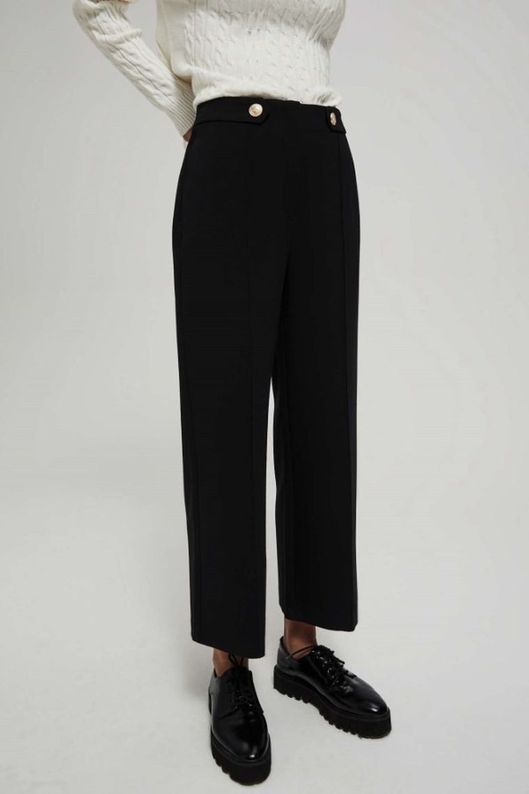 Spodnie materiałowe damskie, czarne, Moodo