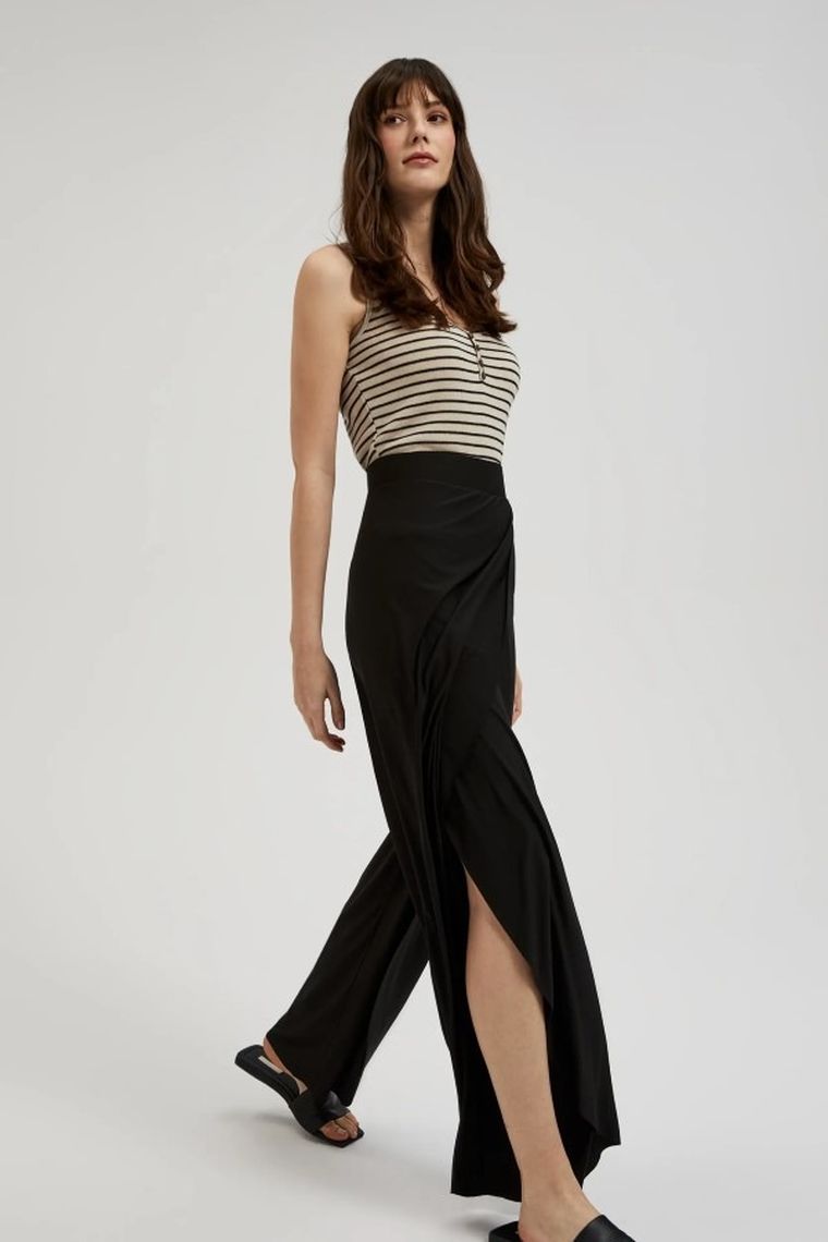 Spodnie materiałowe damskie, czarne, Moodo