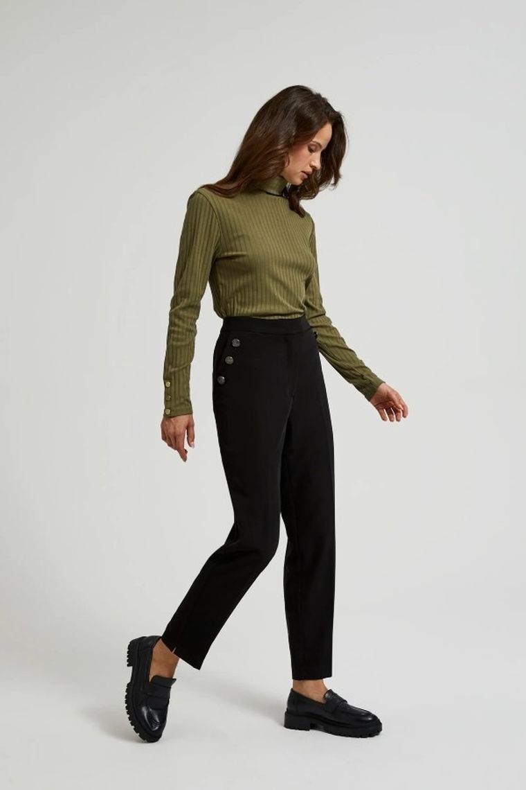 Spodnie materiałowe damskie, czarne, Moodo