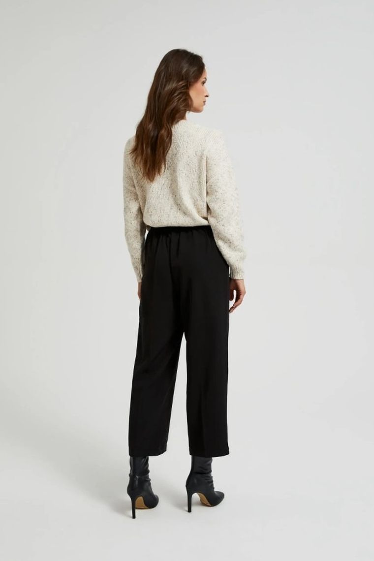 Spodnie materiałowe damskie, czarne, Moodo