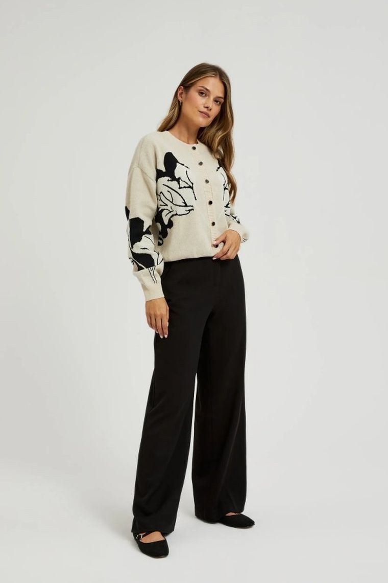 Spodnie materiałowe damskie, czarne, Moodo