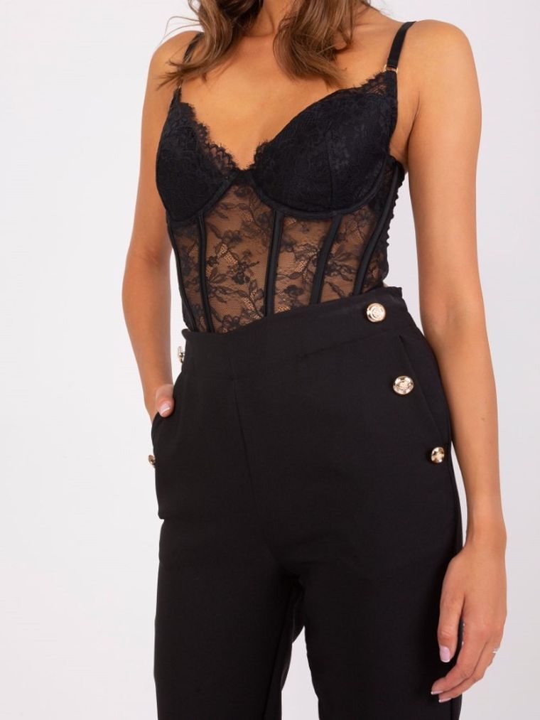 Spodnie materiałowe damskie, czarne, Och Bella