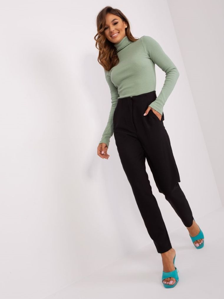 Spodnie materiałowe damskie, czarne, Och Bella