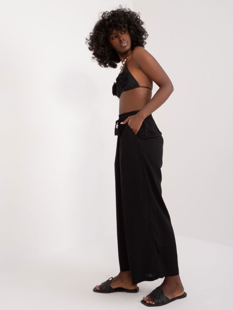 Spodnie materiałowe damskie, czarne, Sublevel