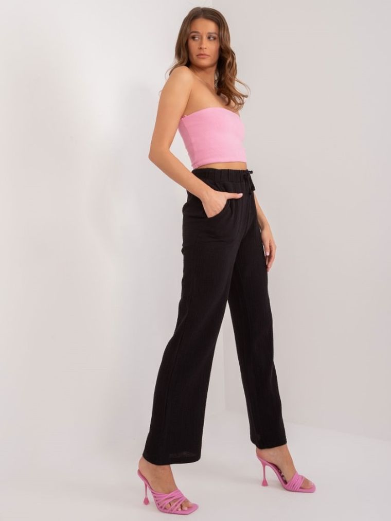 Spodnie materiałowe damskie, czarne, Sublevel