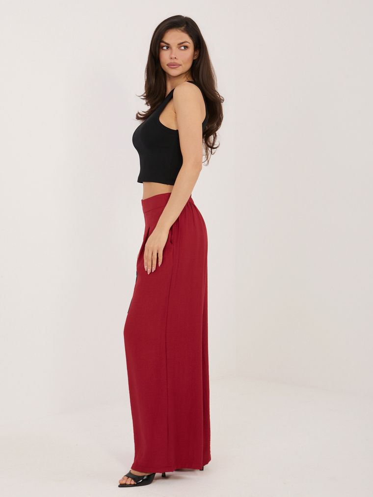 Spodnie materiałowe damskie, czerwone, Sublevel