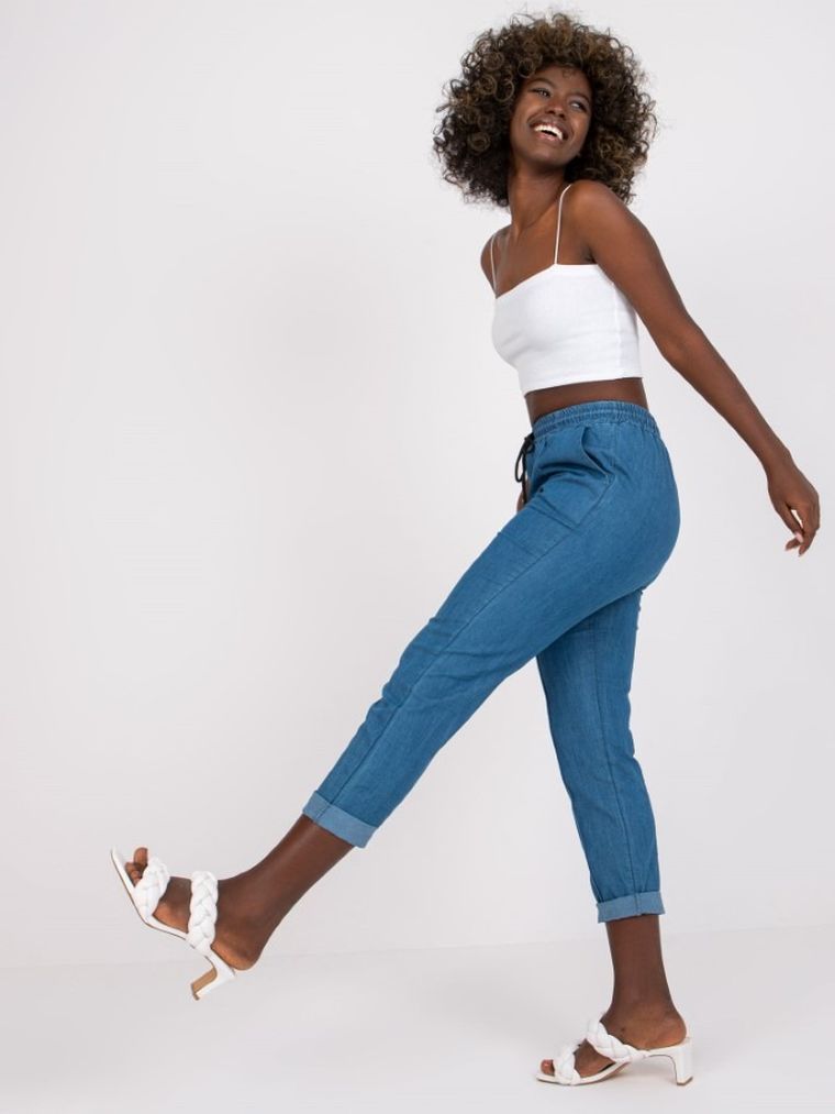 Spodnie materiałowe damskie, denim, Italy Moda