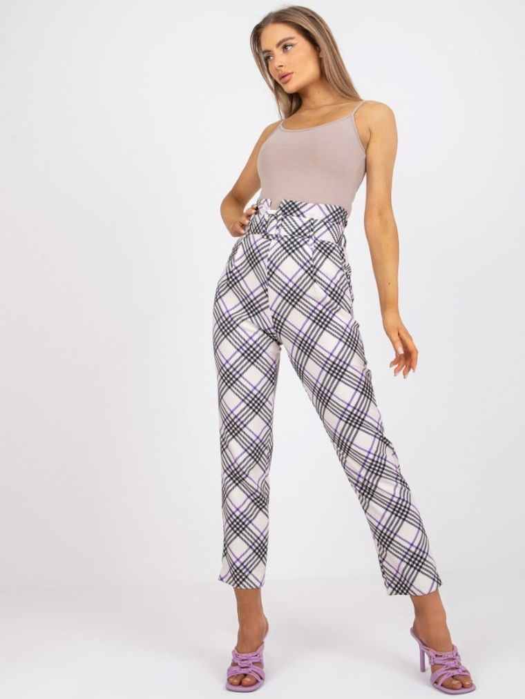 Spodnie materiałowe damskie, ecru, Italy Moda