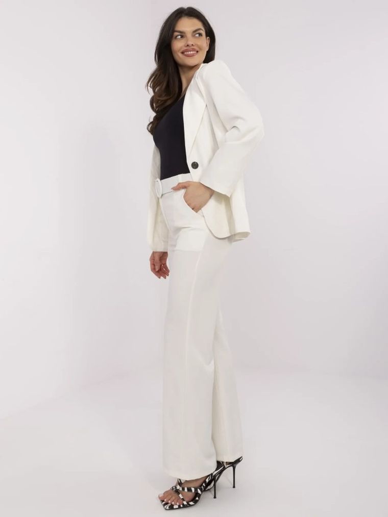 Spodnie materiałowe damskie, ecru, Italy Moda