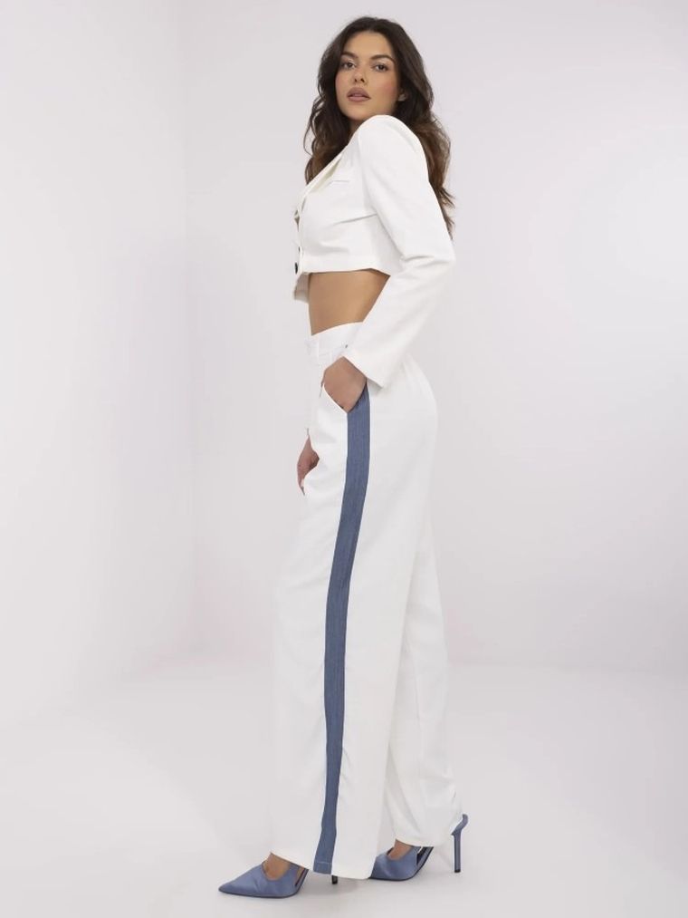 Spodnie materiałowe damskie, ecru, Vinceotto