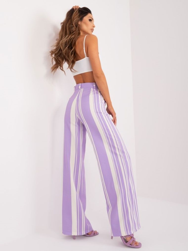 Spodnie materiałowe damskie, fioletowe, Italy Moda