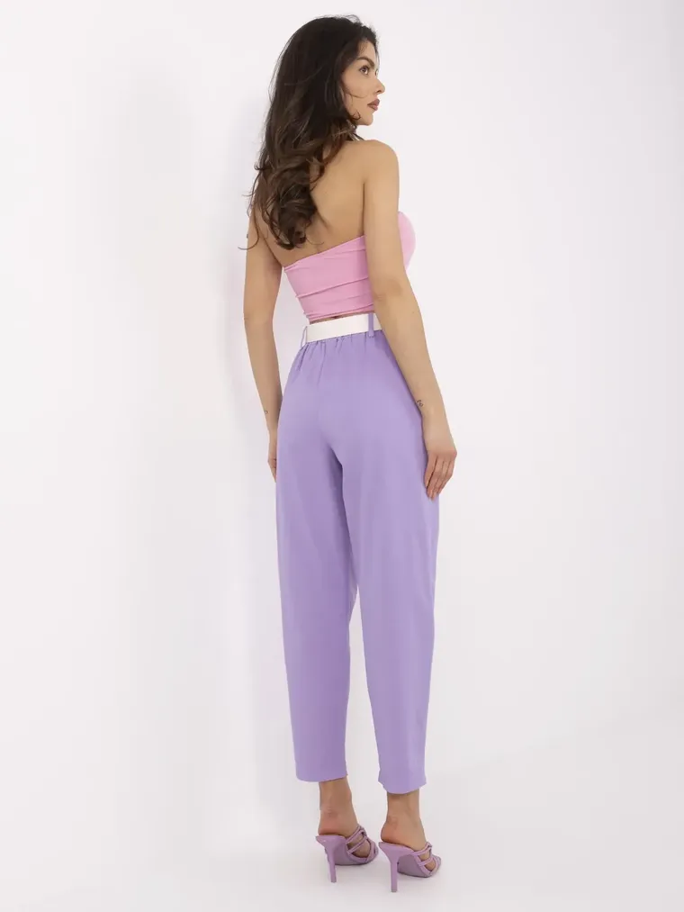 Spodnie materiałowe damskie, fioletowe, Italy Moda