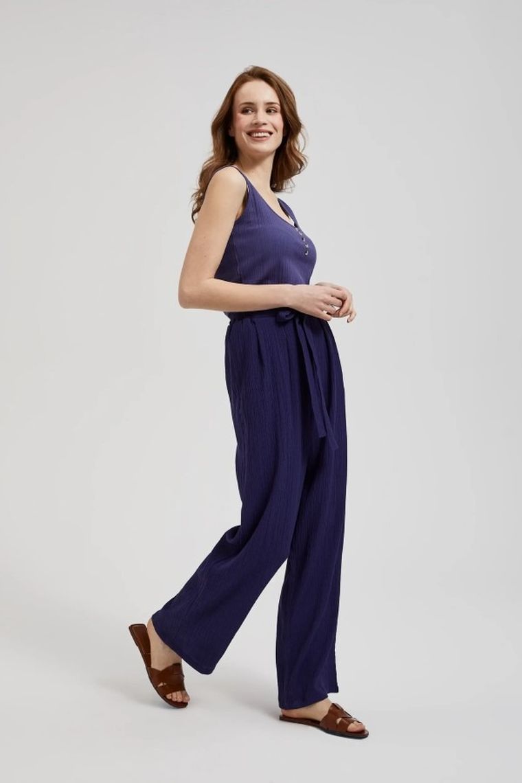 Spodnie materiałowe damskie, fioletowe, Moodo