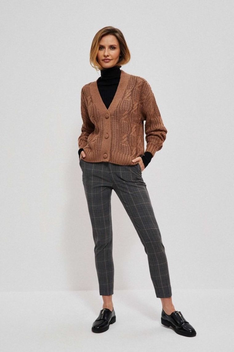 Spodnie materiałowe damskie, grafitowe, Moodo