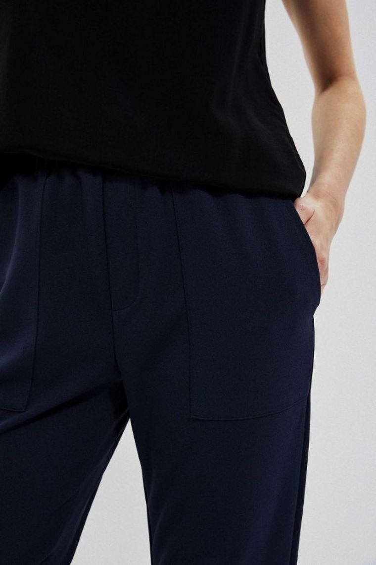 Spodnie materiałowe damskie, granatowe, Moodo