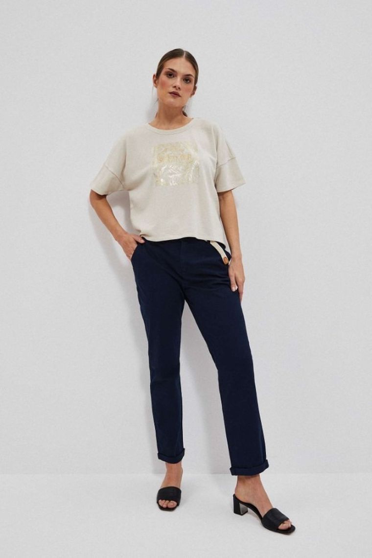 Spodnie materiałowe damskie, granatowe, Moodo