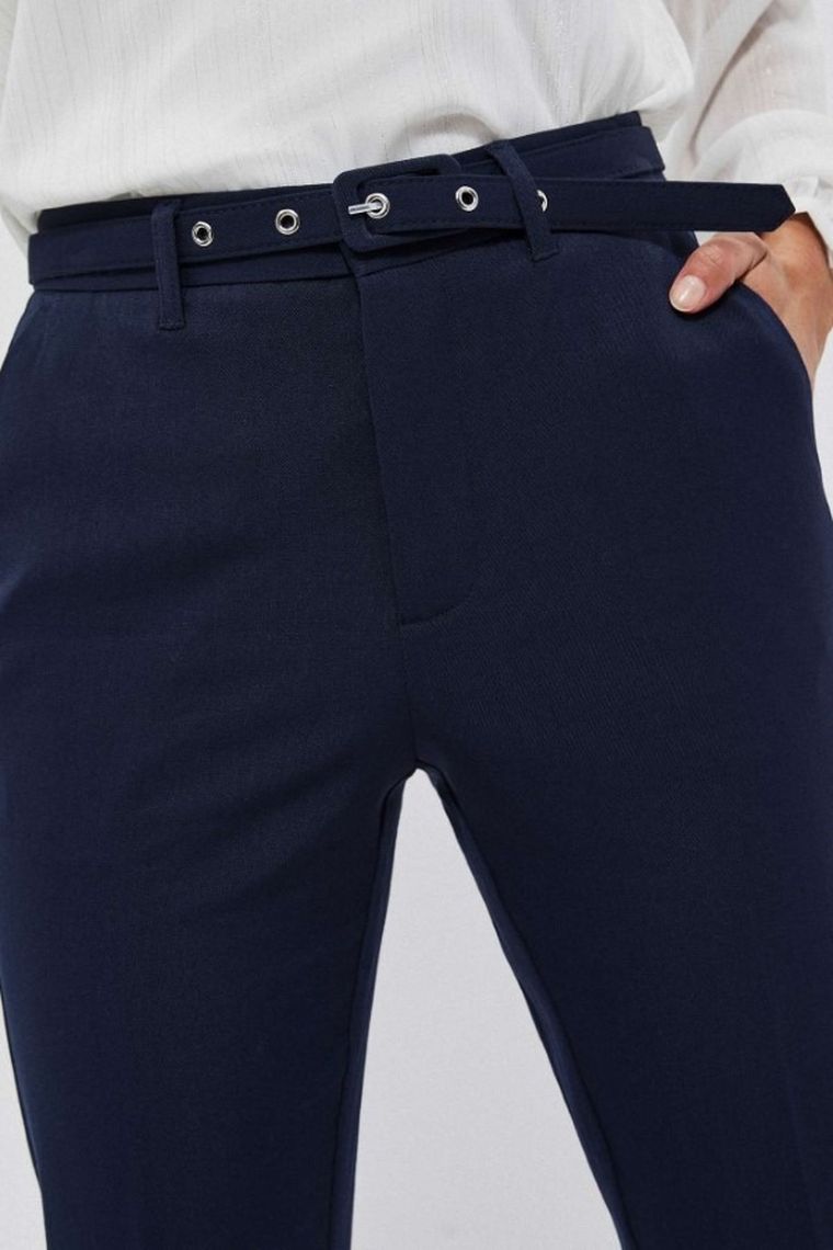 Spodnie materiałowe damskie, granatowe, Moodo