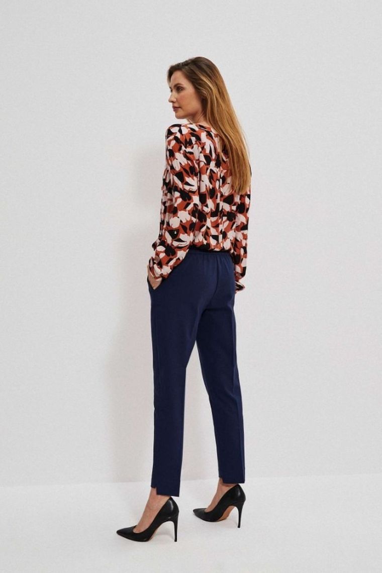 Spodnie materiałowe damskie, granatowe, Moodo