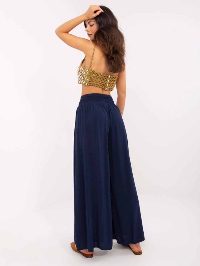 Spodnie materiałowe damskie, granatowe, Och Bella