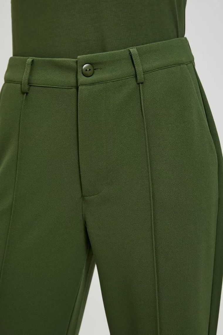 Spodnie materiałowe damskie, khaki, Moodo