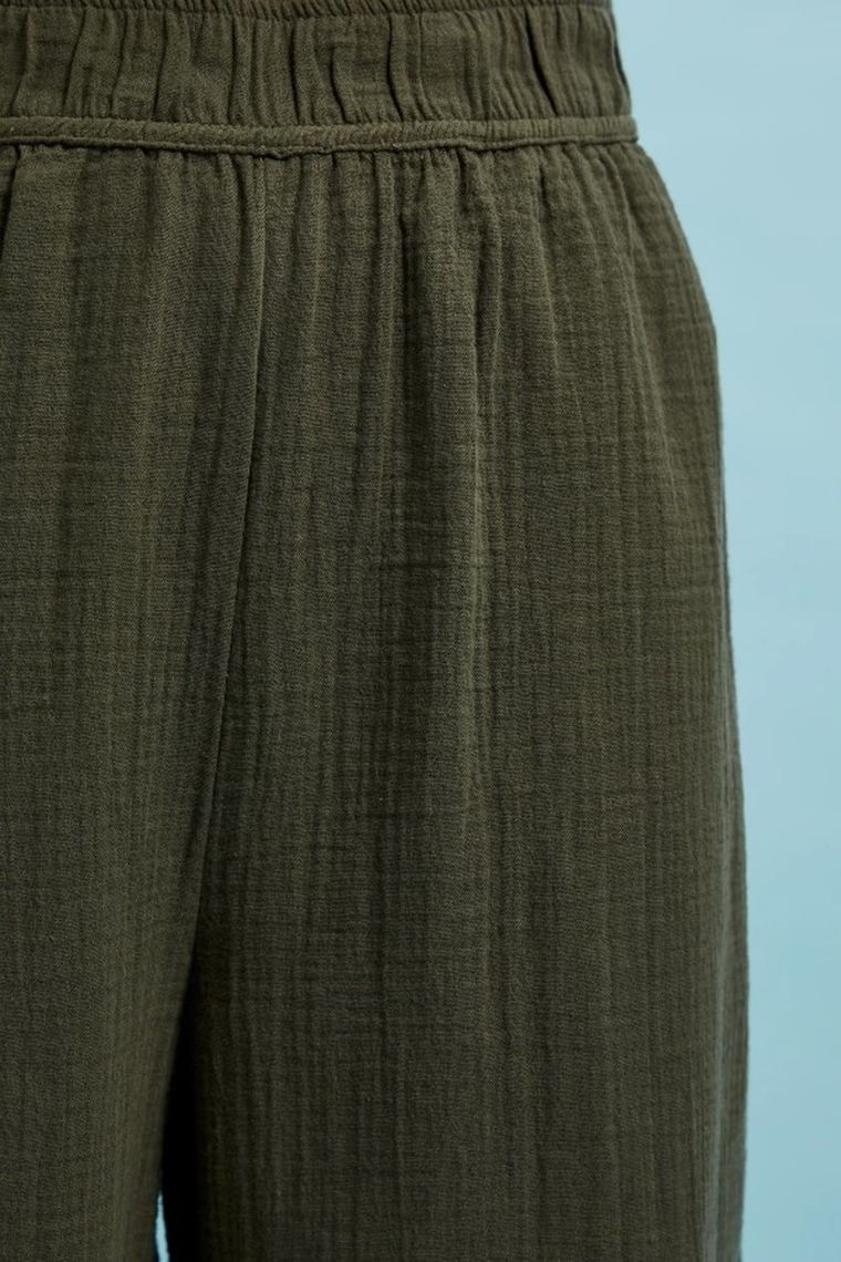 Spodnie materiałowe damskie, khaki, Moodo