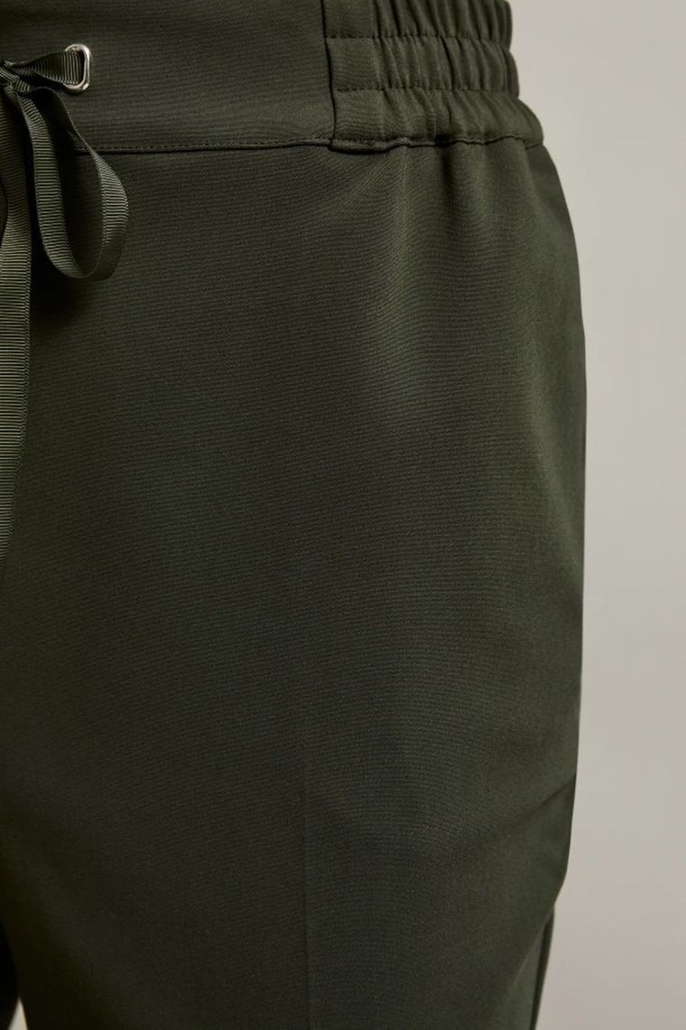 Spodnie materiałowe damskie, khaki, Moodo