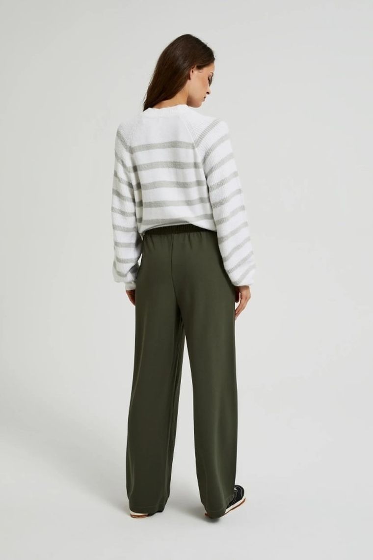 Spodnie materiałowe damskie, khaki, Moodo