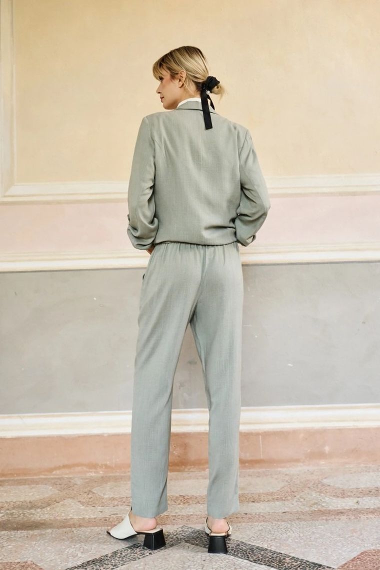 Spodnie materiałowe damskie, khaki, Moodo