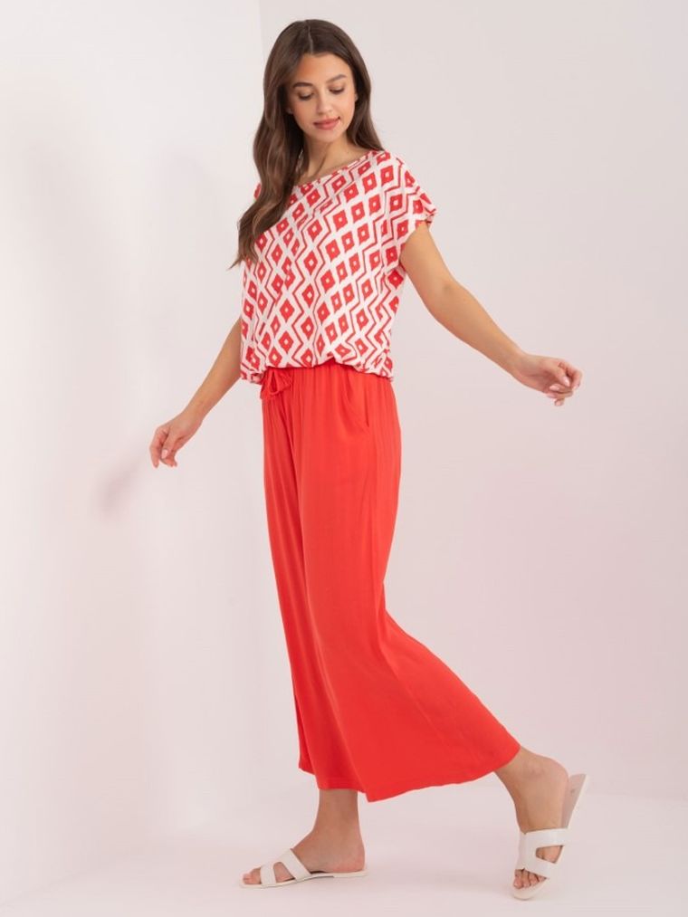 Spodnie materiałowe damskie, koralowe, Sublevel