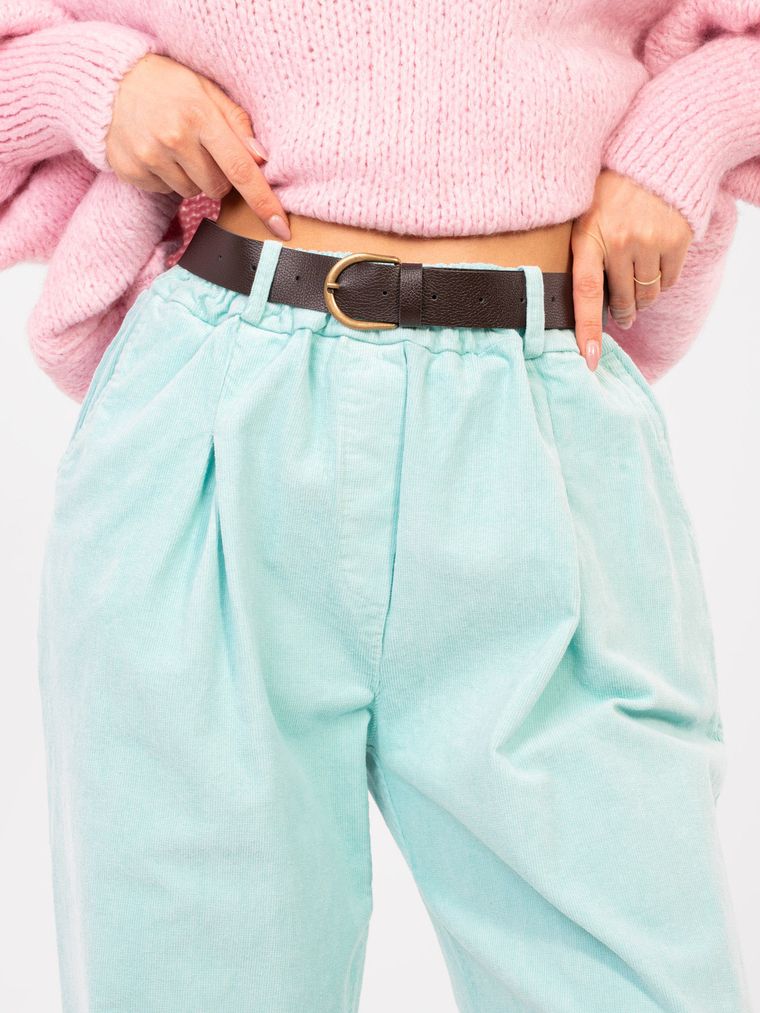 Spodnie materiałowe damskie, miętowe, Italy Moda