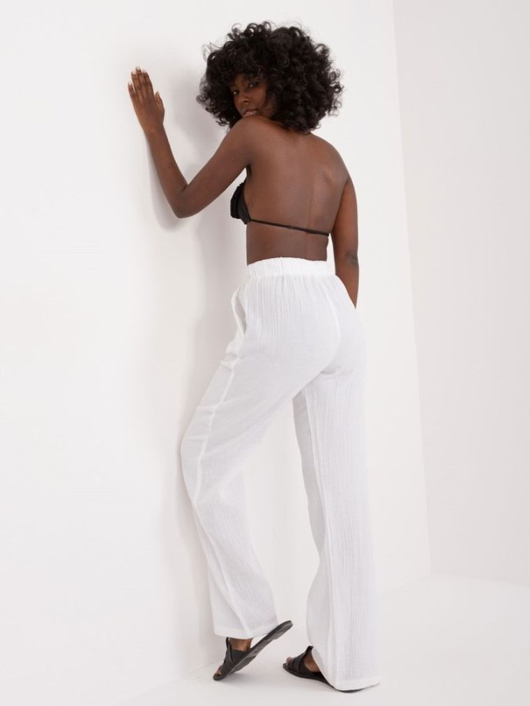 Spodnie materiałowe damskie, muślinowe, białe, Sublevel