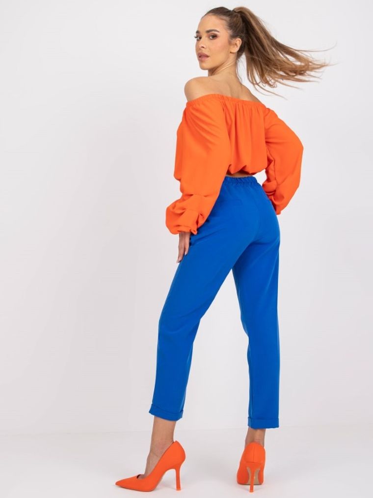 Spodnie materiałowe damskie, niebieskie, Italy Moda