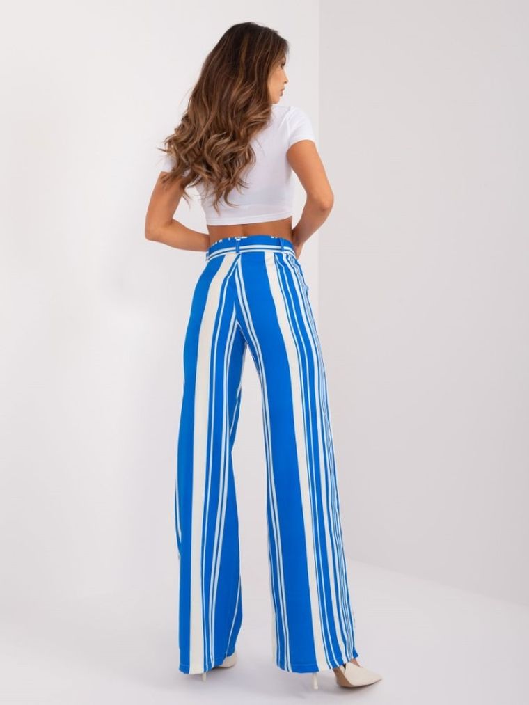 Spodnie materiałowe damskie, niebieskie, Italy Moda