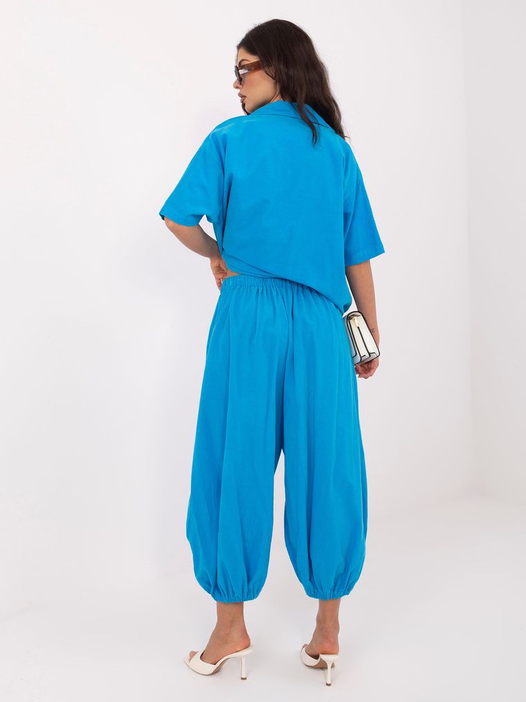 Spodnie materiałowe damskie, niebieskie, Italy Moda
