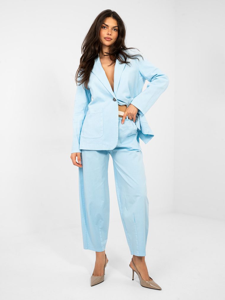Spodnie materiałowe damskie, niebieskie, Italy Moda