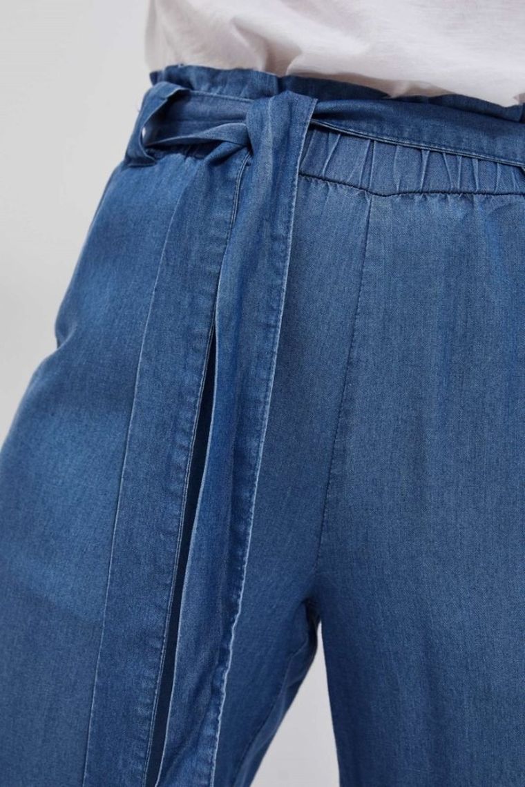 Spodnie materiałowe damskie, niebieskie, Moodo