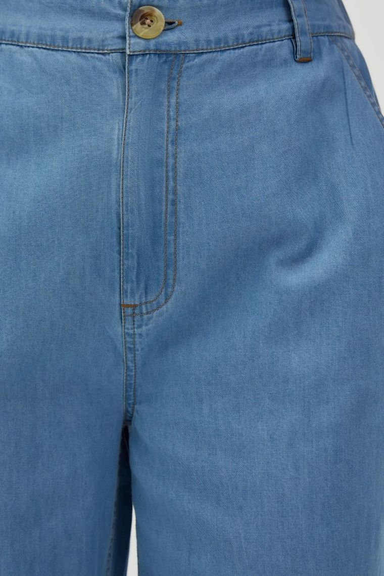 Spodnie materiałowe damskie, niebieskie, Moodo