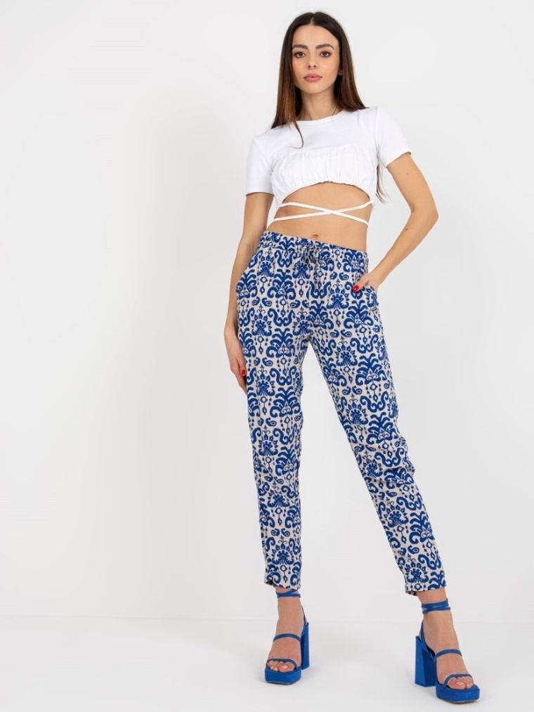 Spodnie materiałowe damskie, niebieskie, Sublevel