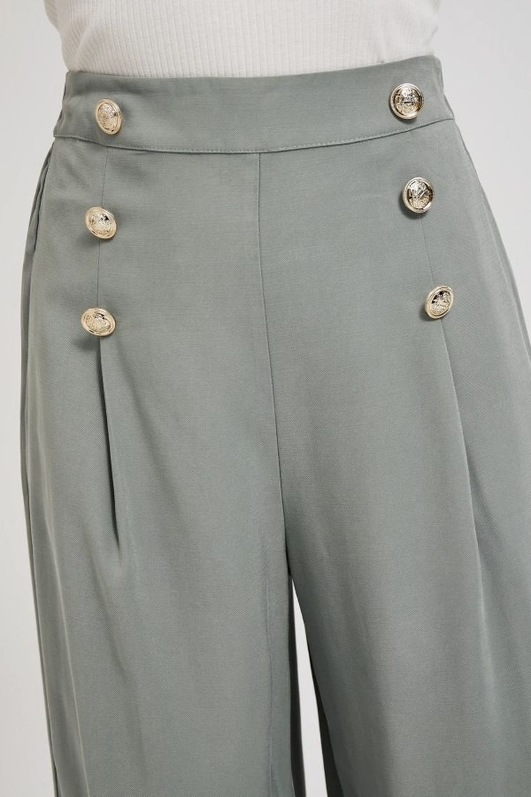 Spodnie materiałowe damskie, oliwkowe, Moodo