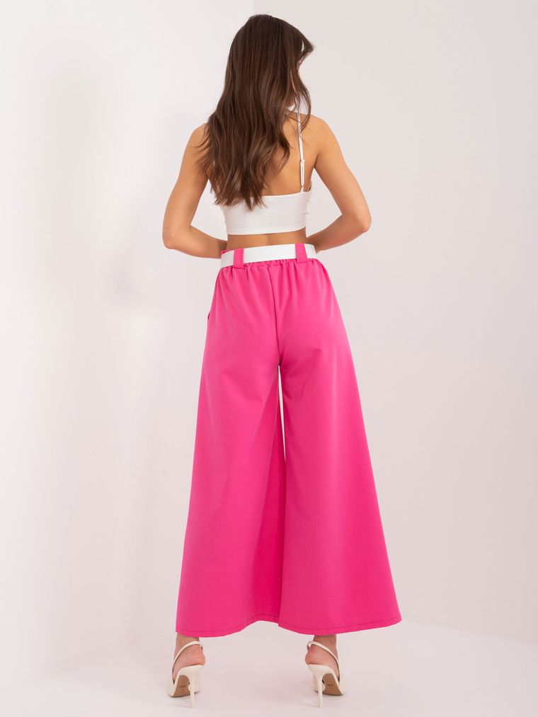 Spodnie materiałowe damskie, różowe, Italy Moda