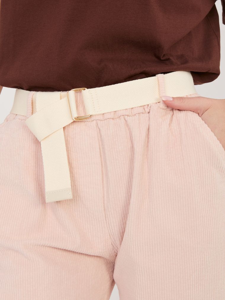 Spodnie materiałowe damskie, różowe, Italy Moda