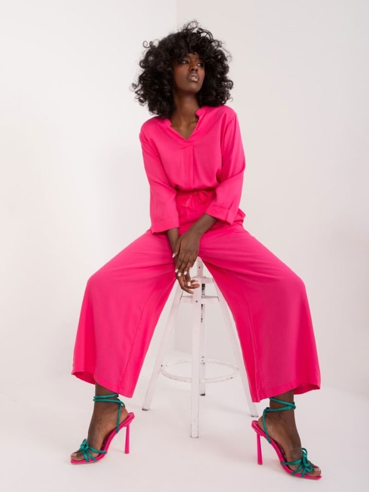 Spodnie materiałowe damskie, różowe, Sublevel