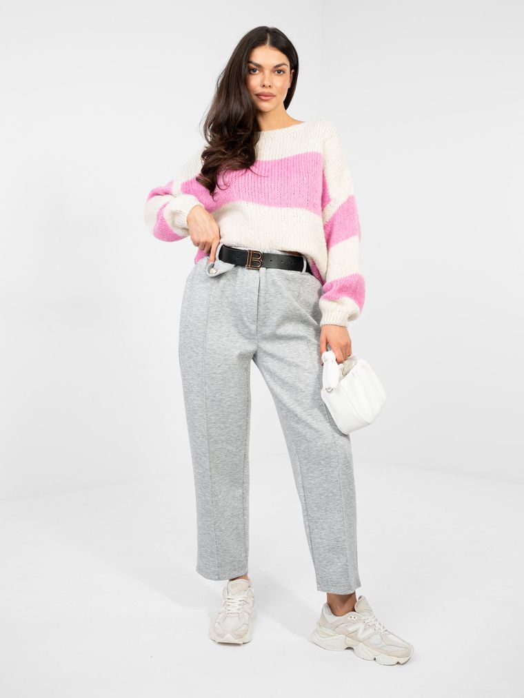 Spodnie materiałowe damskie, szare, Italy Moda