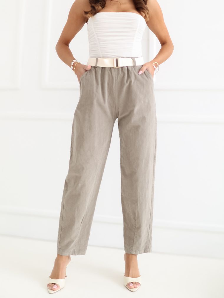 Spodnie materiałowe damskie, szare, Italy Moda