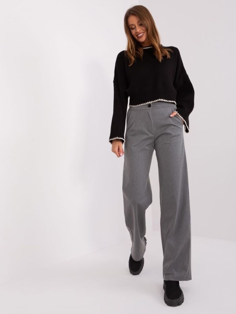 Spodnie materiałowe damskie, szare, Lakerta