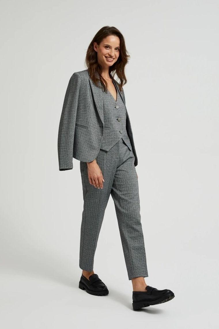 Spodnie materiałowe damskie, szare, Moodo