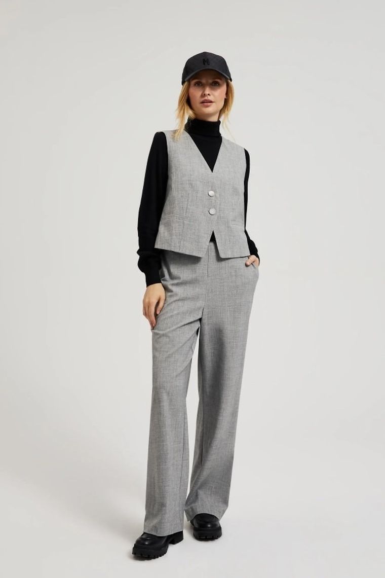 Spodnie materiałowe damskie, szare, Moodo