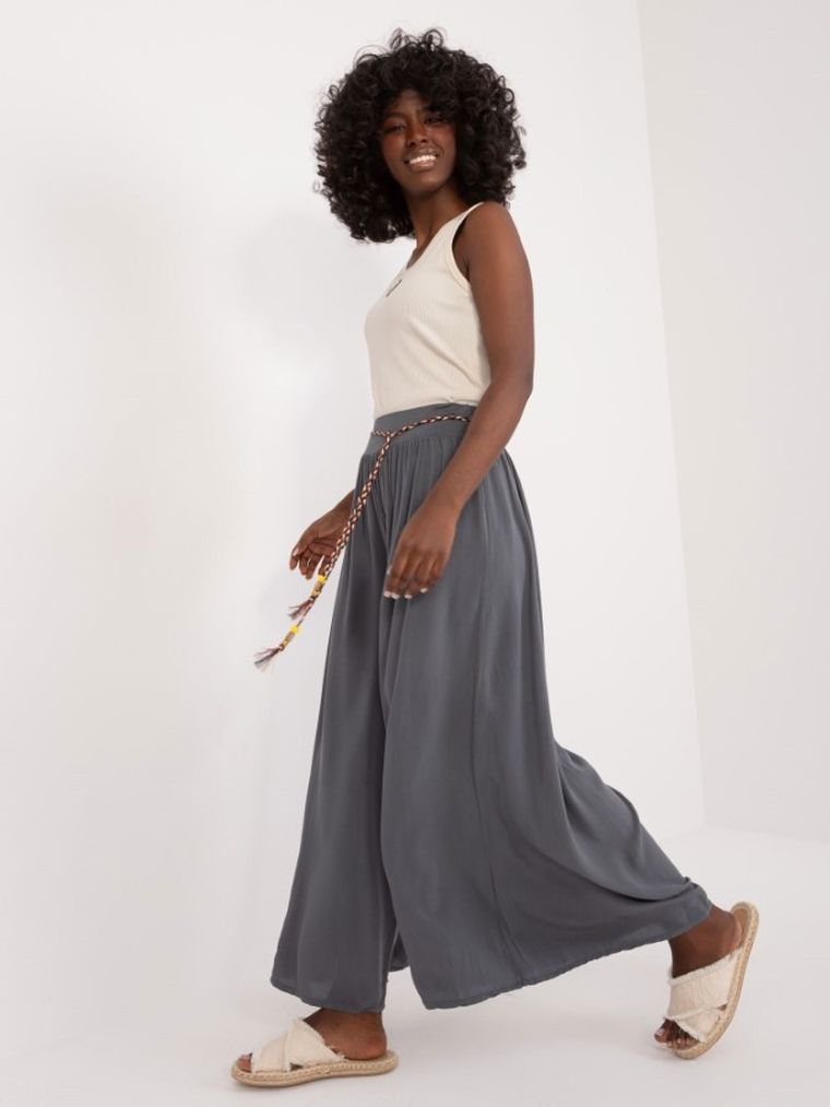 Spodnie materiałowe damskie, szare, Och Bella