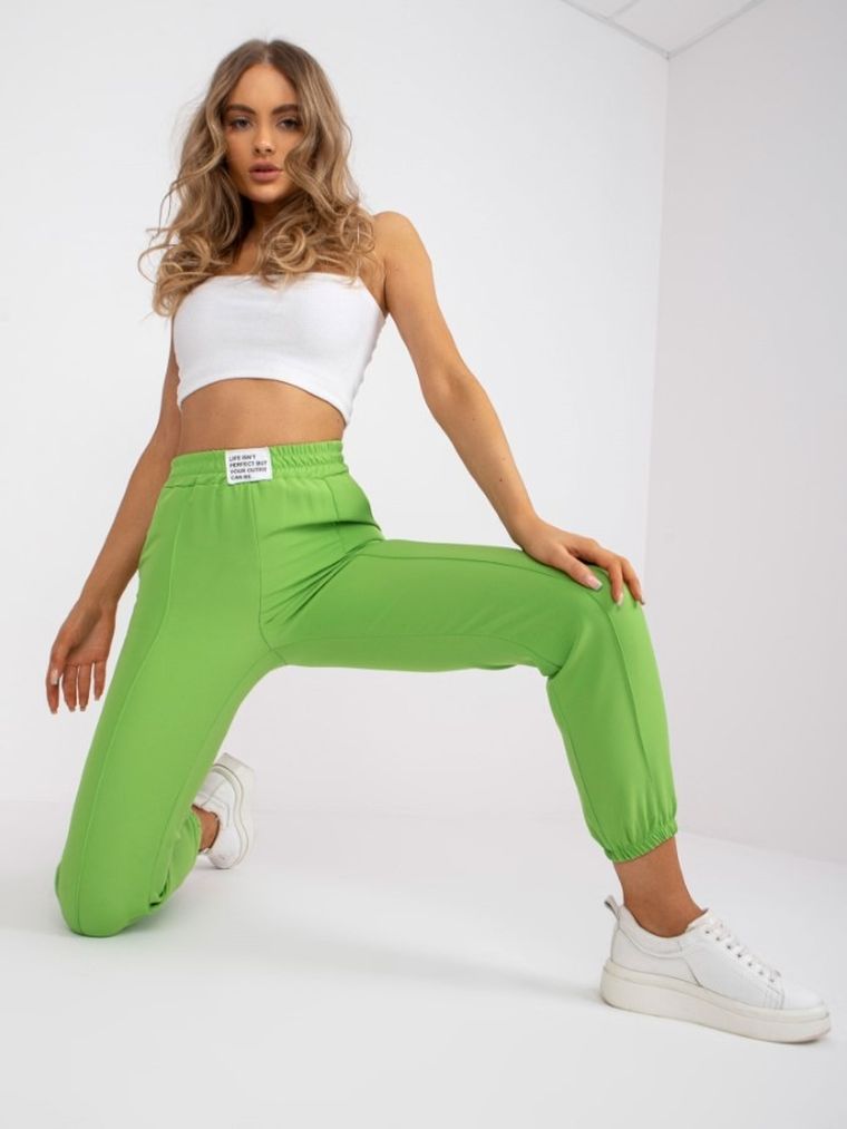 Spodnie materiałowe damskie, zielone, Italy Moda